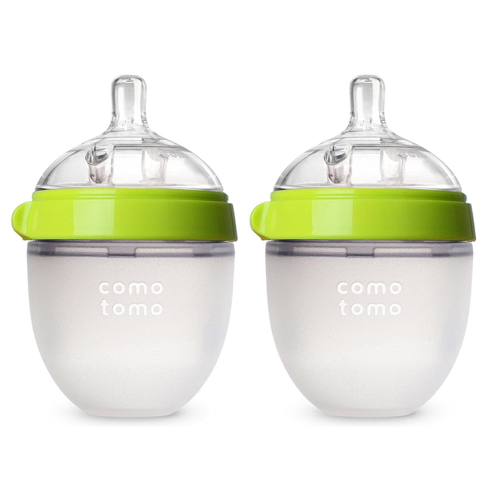 Comotomo Baby Bottle, Double Pack - 5 oz - Green como tomo Lil Tulips