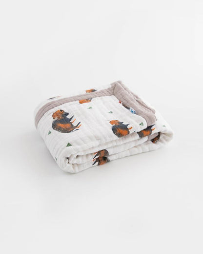 Cotton Muslin Baby Blanket - Bison Little Unicorn Lil Tulips