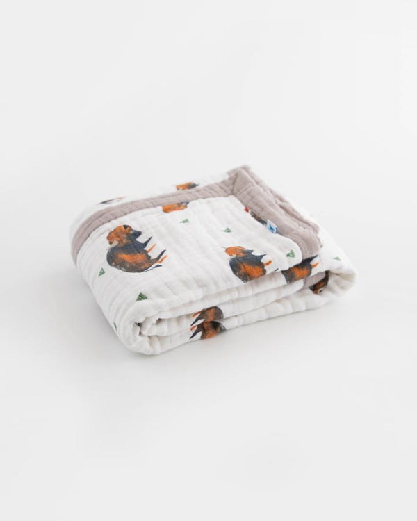 Cotton Muslin Baby Blanket - Bison Little Unicorn Lil Tulips