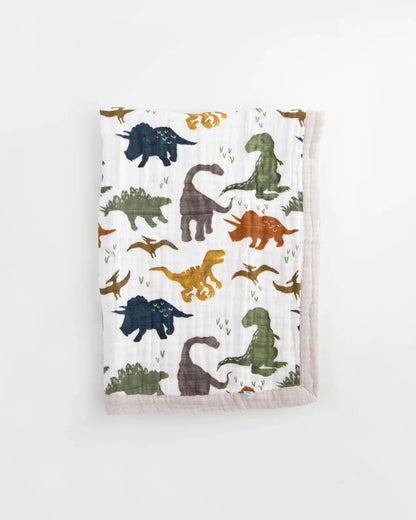 Cotton Muslin Baby Blanket - Dino Friends Little Unicorn Lil Tulips