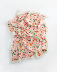 Cotton Muslin Baby Blanket - Vintage Floral Little Unicorn Lil Tulips