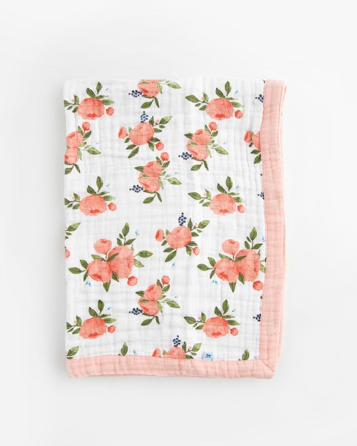 Cotton Muslin Baby Blanket - Watercolor Roses Little Unicorn Lil Tulips