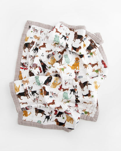 Cotton Muslin Baby Blanket - Woof Little Unicorn Lil Tulips
