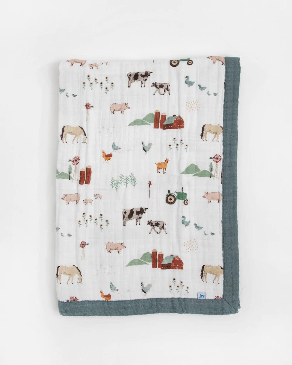Cotton Muslin Baby Quilt - Farmyard Little Unicorn Lil Tulips