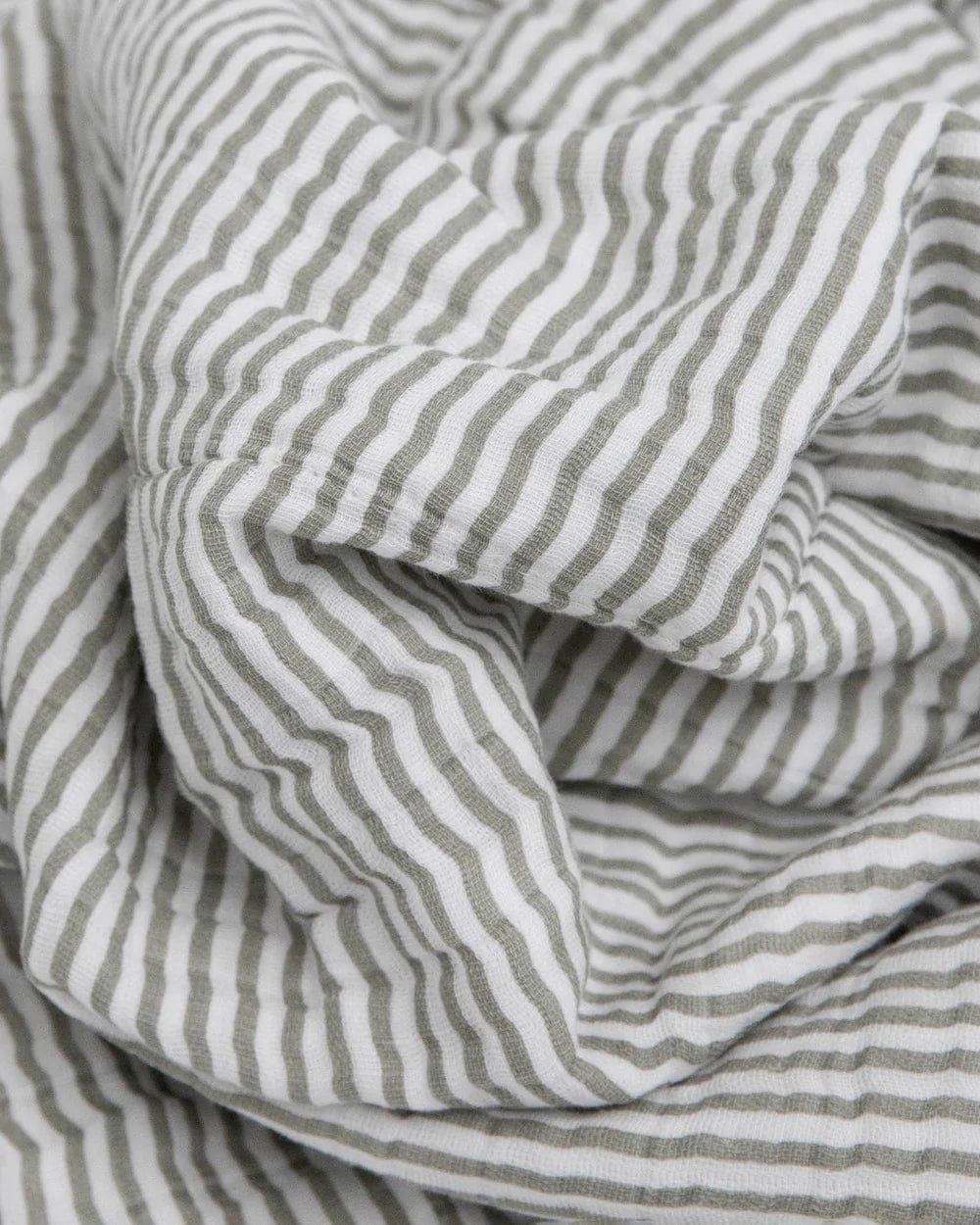 Cotton Muslin Baby Quilt - Grey Stripe Little Unicorn Lil Tulips