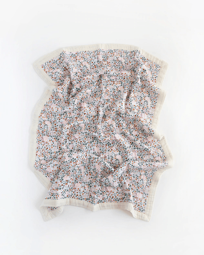 Cotton Muslin Baby Quilt - Pressed Petals Little Unicorn Lil Tulips