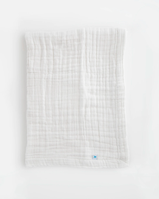 Cotton Muslin Baby Quilt - White Little Unicorn Lil Tulips