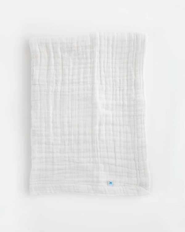 Cotton Muslin Baby Quilt - White Little Unicorn Lil Tulips