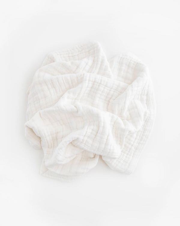 Cotton Muslin Baby Quilt - White Little Unicorn Lil Tulips