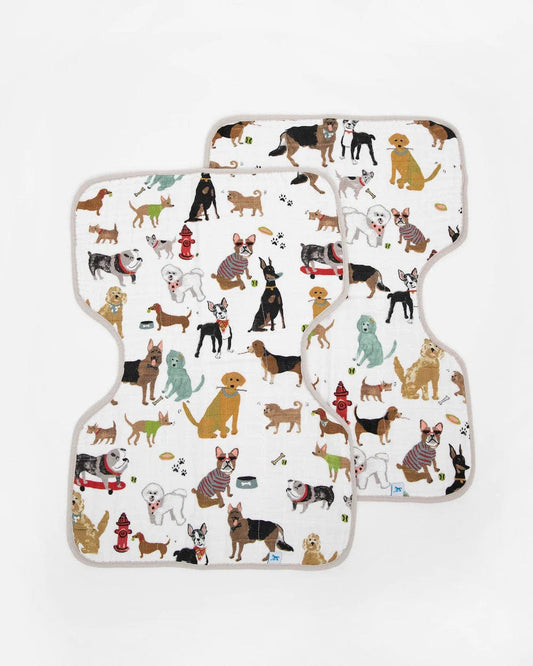 Cotton Muslin Burp Cloth 2 Pack - Woof Little Unicorn Lil Tulips