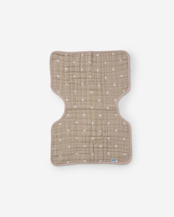 Cotton Muslin Burp Cloth - Taupe Cross Little Unicorn Lil Tulips