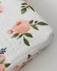 Cotton Muslin Changing Pad Cover - Watercolor Roses Little Unicorn Lil Tulips
