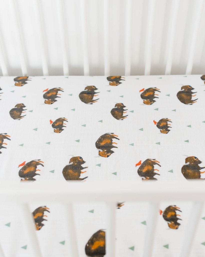 Cotton Muslin Crib Sheet - Bison Little Unicorn Lil Tulips