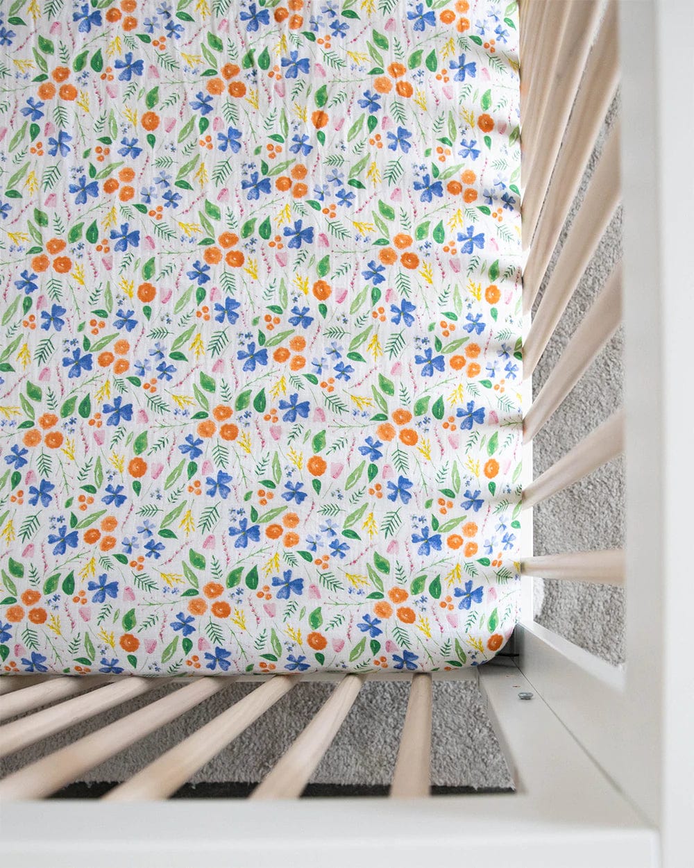 Cotton Muslin Crib Sheet - Mountain Bloom Little Unicorn Lil Tulips