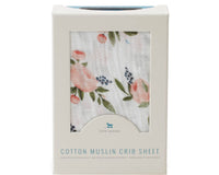 Cotton Muslin Crib Sheet New Watercolor Roses Little Unicorn Lil Tulips