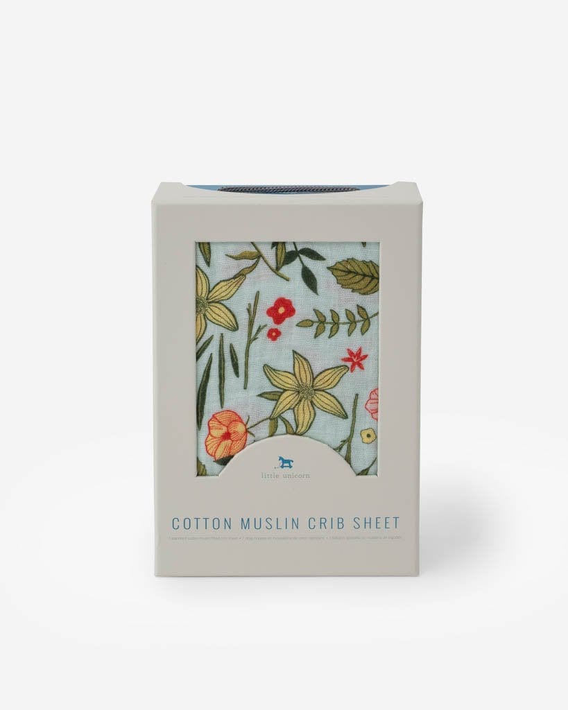 Cotton Muslin Crib Sheet - Primrose Patch Little Unicorn Lil Tulips