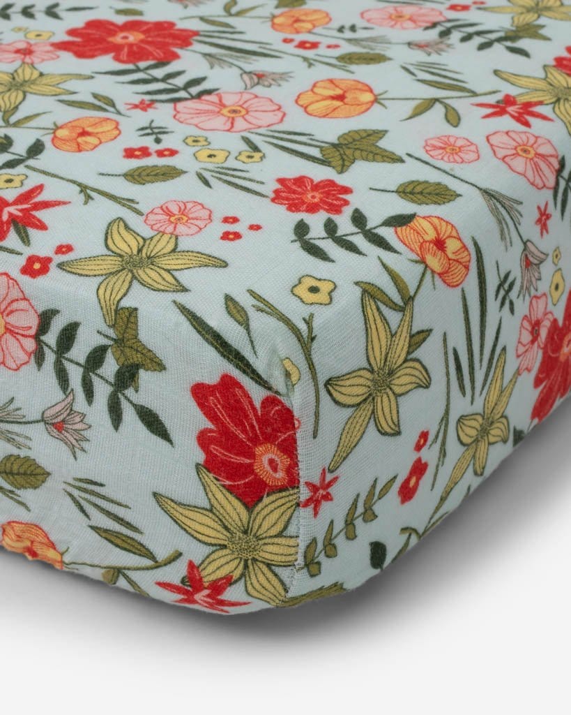 Cotton Muslin Crib Sheet - Primrose Patch Little Unicorn Lil Tulips