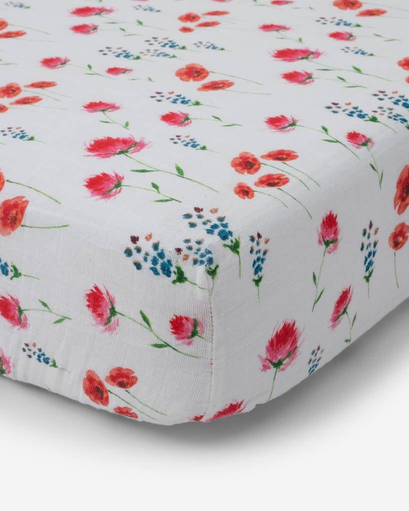 Cotton Muslin Crib Sheet - Wild Mums Little Unicorn Lil Tulips