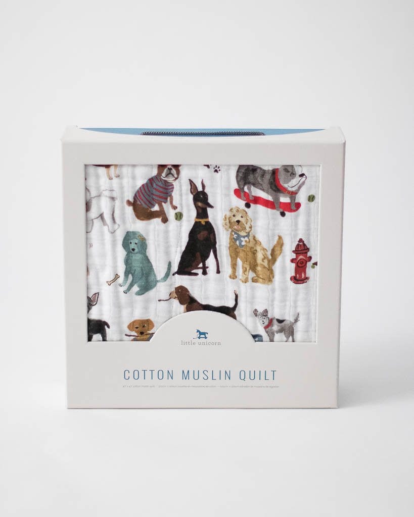 Cotton Muslin Quilt - Woof Little Unicorn Lil Tulips