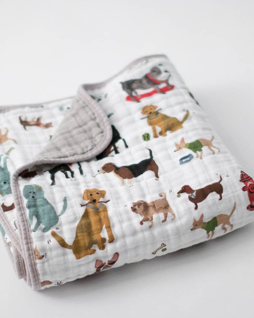 Cotton Muslin Quilt - Woof Little Unicorn Lil Tulips