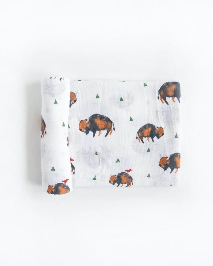 Cotton Muslin Swaddle Blanket - Bison Little Unicorn Lil Tulips