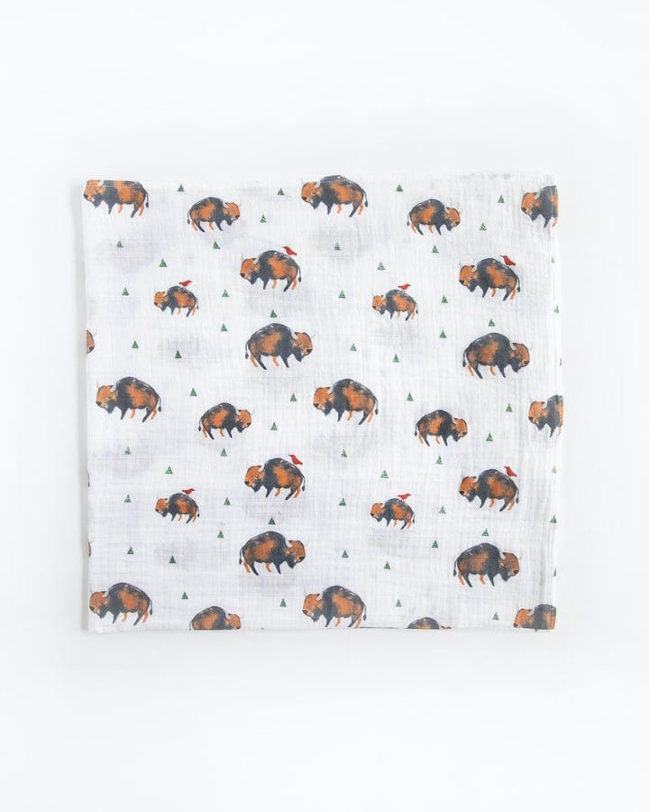 Cotton Muslin Swaddle Blanket - Bison Little Unicorn Lil Tulips