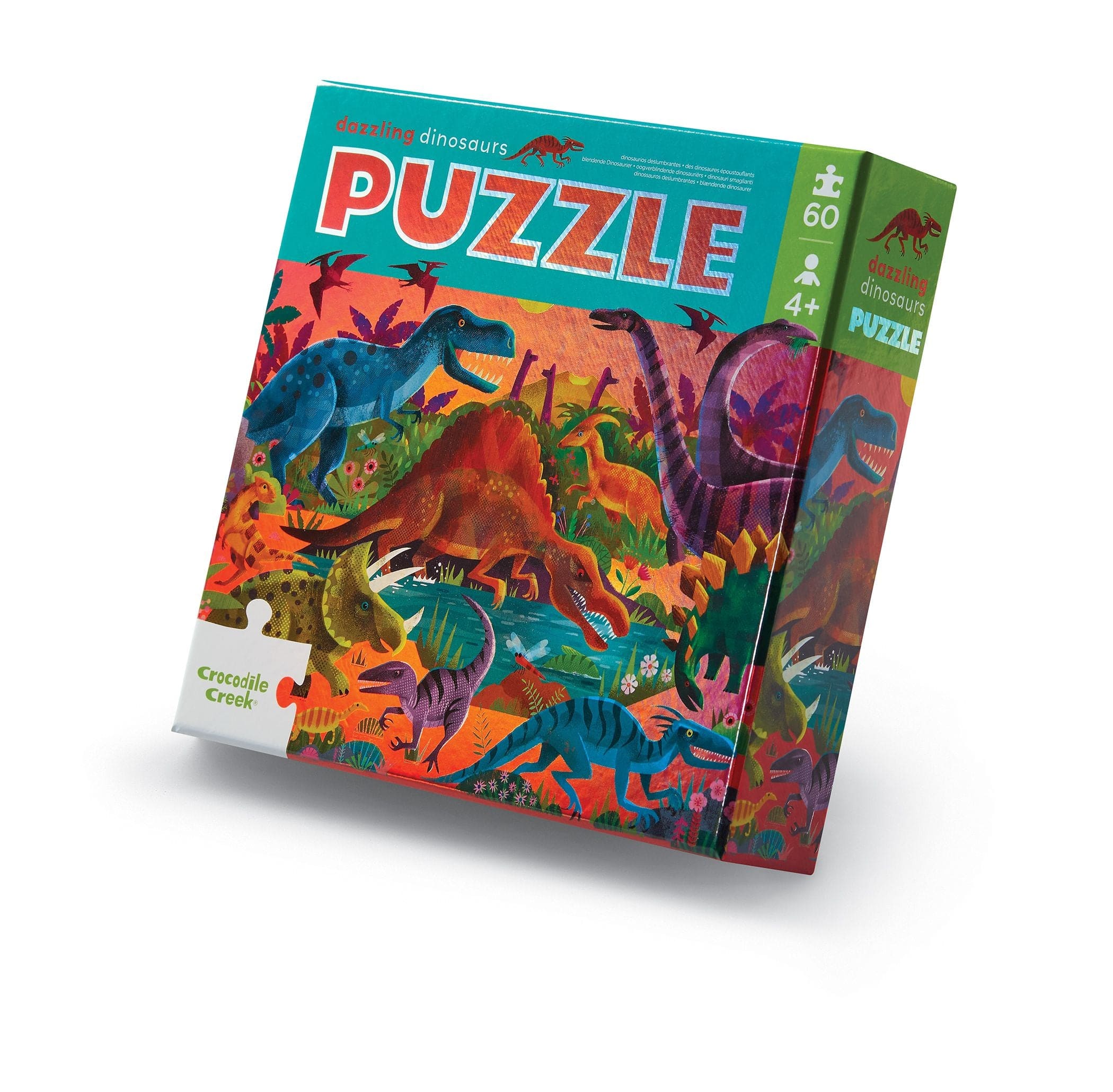 Dazzling Dinosaurs 60 Piece Foil Puzzle Crocodile Creek Lil Tulips