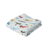 Deluxe Muslin Baby Quilt - Air Show Little Unicorn Lil Tulips