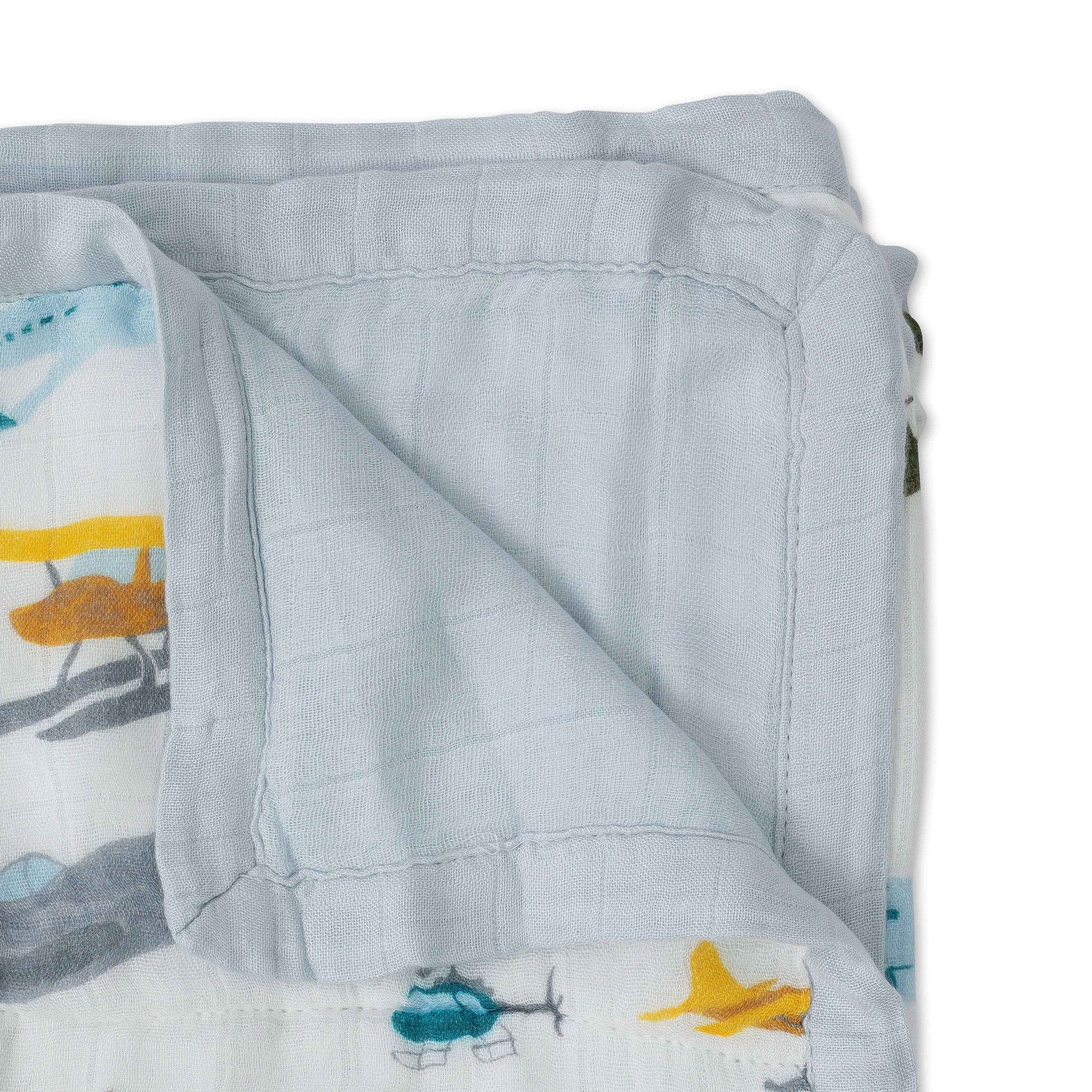 Deluxe Muslin Baby Quilt - Air Show Little Unicorn Lil Tulips