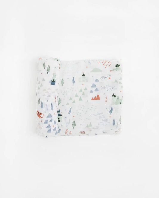 Deluxe Muslin Swaddle Blanket - Dragon Days Little Unicorn Lil Tulips