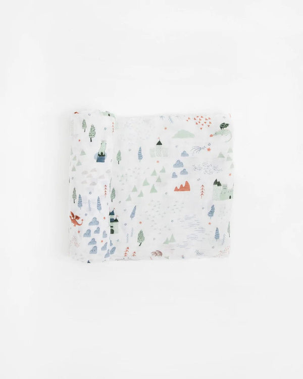 Deluxe Muslin Swaddle Blanket - Dragon Days Little Unicorn Lil Tulips