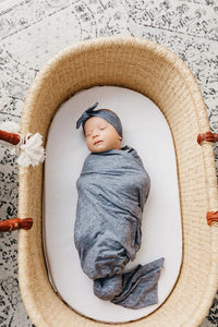 Denim Knit Swaddle Blanket Copper Pearl Lil Tulips