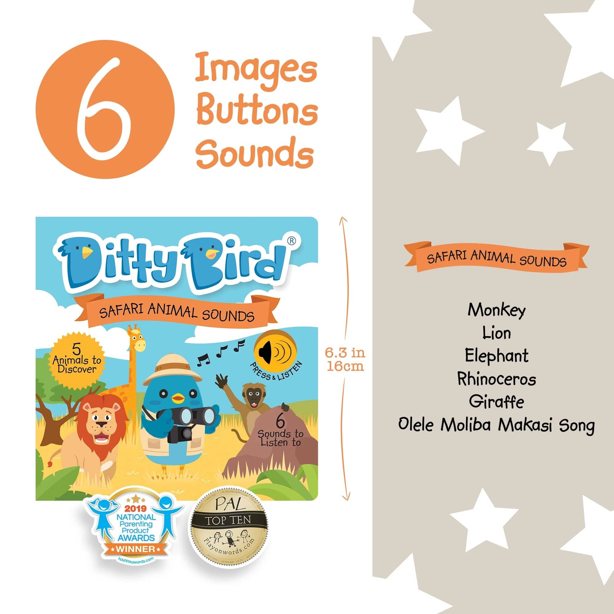 Ditty Bird Baby Sound Book: Safari Animal Sounds Ditty Bird Book Lil Tulips