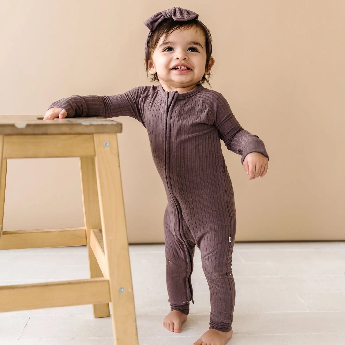 Eggplant Ribbed Zip Romper Brave Little Ones