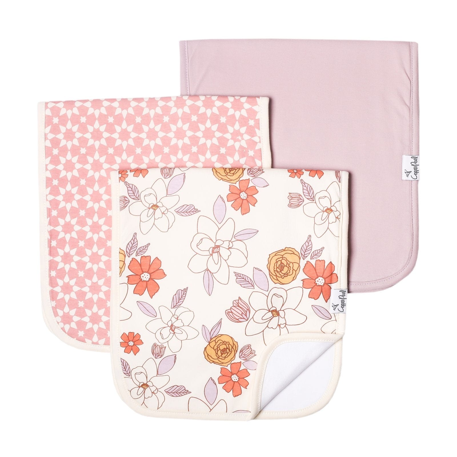 Ferra Burp Cloth Set Copper Pearl Lil Tulips