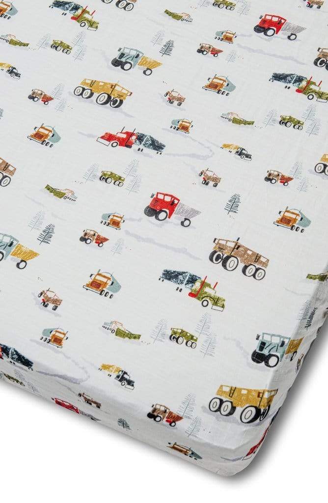 Fitted Crib Sheet - Happy Trucks LouLou Lollipop Lil Tulips