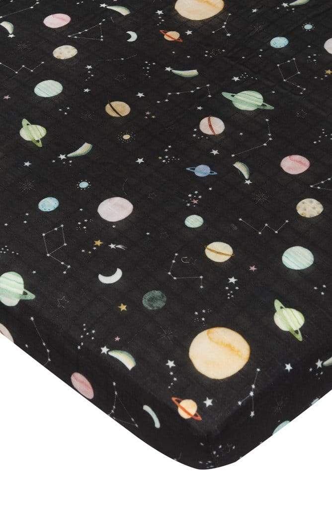 Fitted Crib Sheet - Planets LouLou Lollipop Lil Tulips