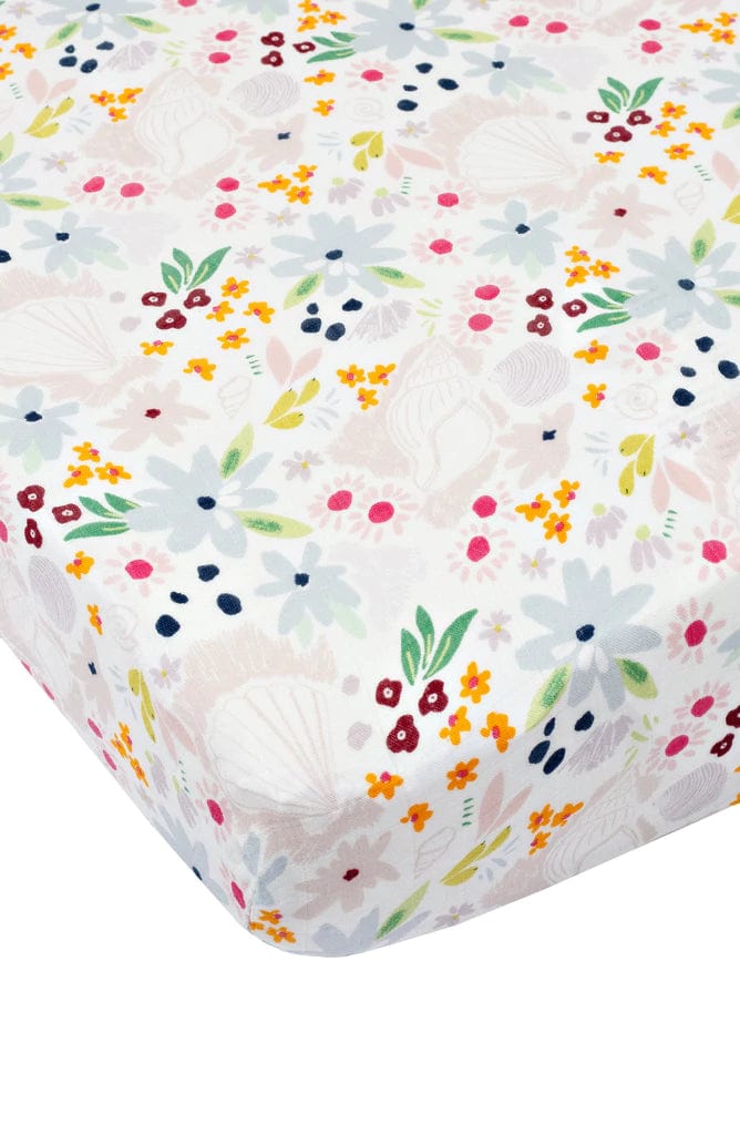 Fitted Crib Sheet - Shell Floral LouLou Lollipop Lil Tulips