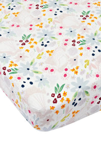 Fitted Crib Sheet - Shell Floral LouLou Lollipop Lil Tulips