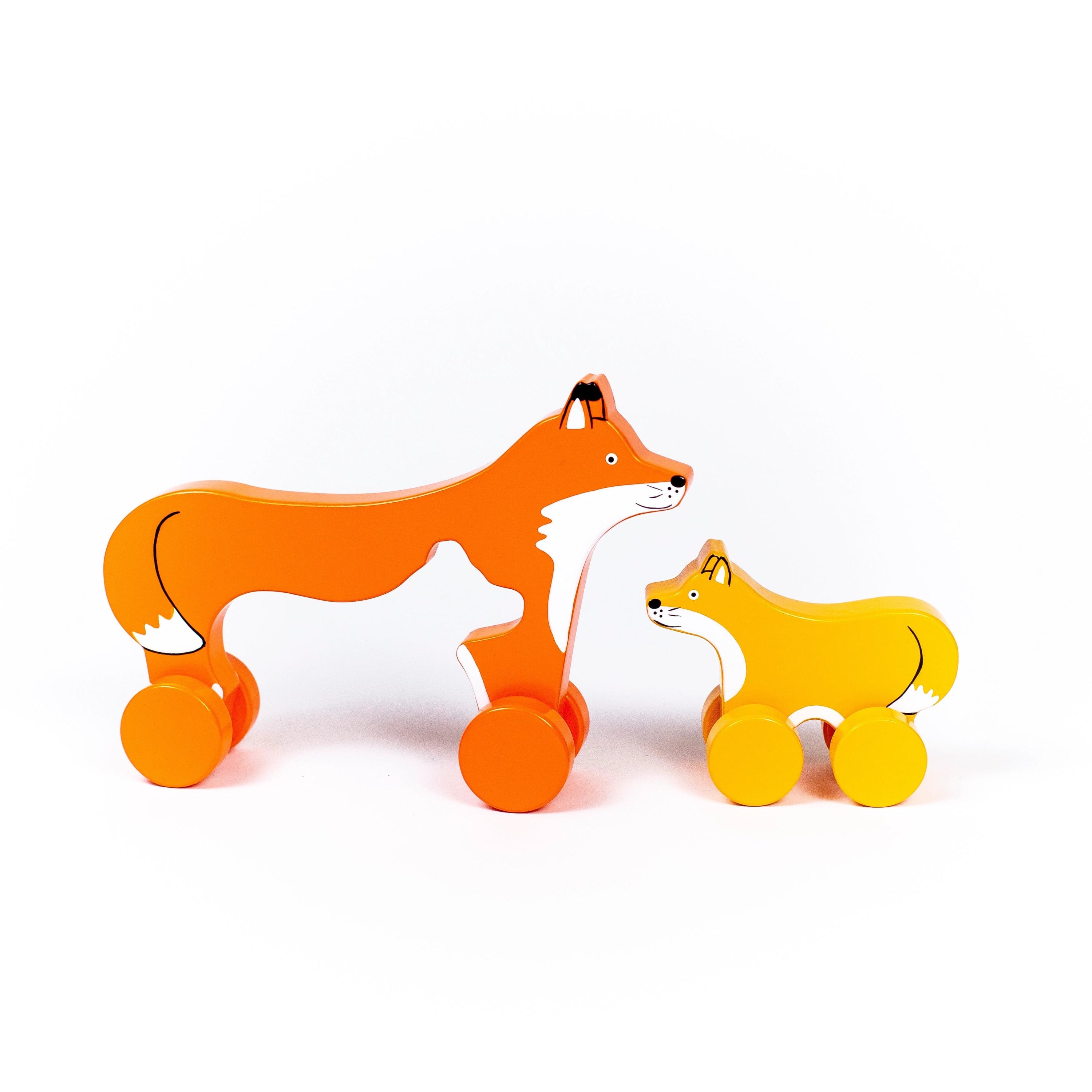 Fox Mommy and Baby Wooden Roller jack Creations Lil Tulips