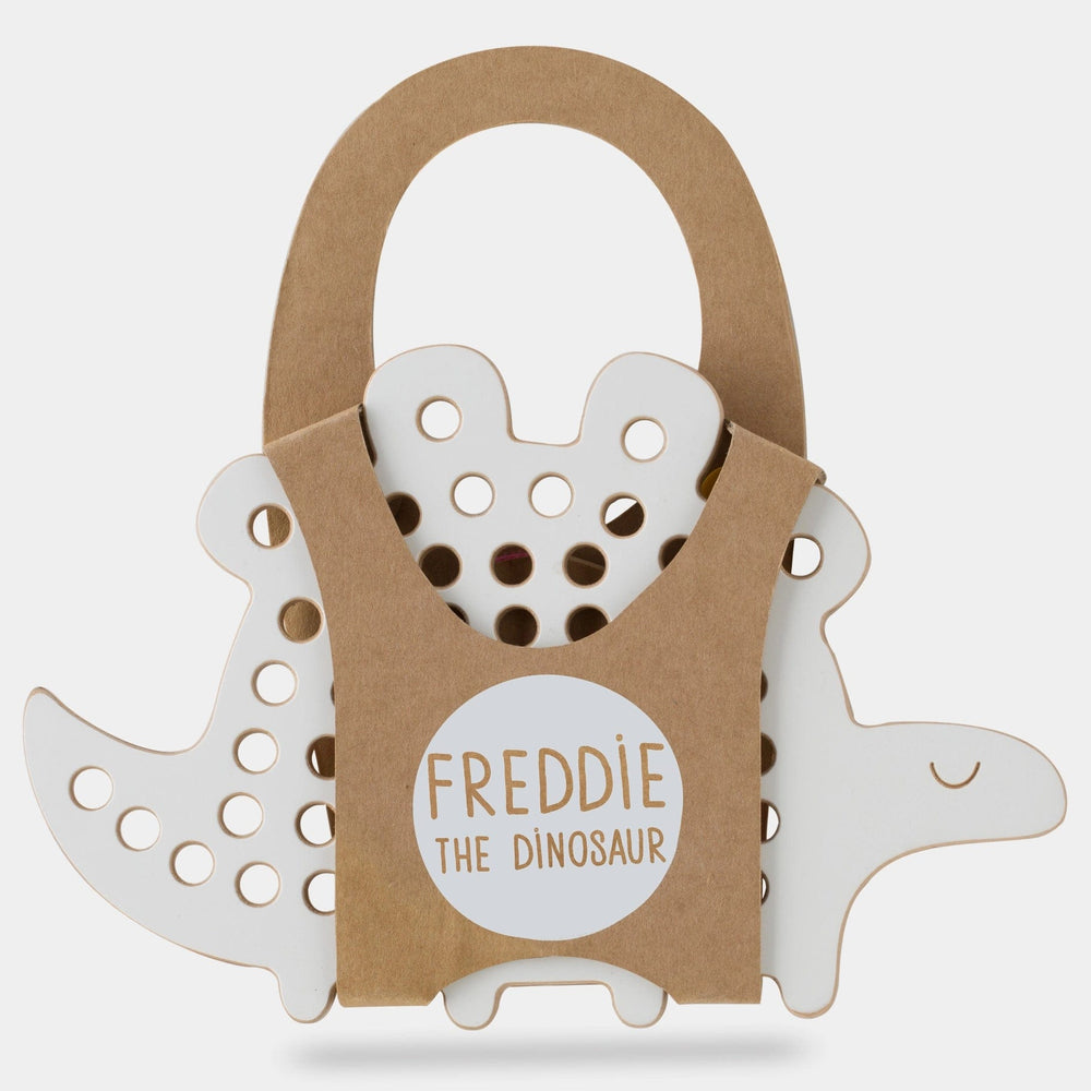 Freddie the Dinosaur, Wooden Lacing Toy Milin Lil Tulips