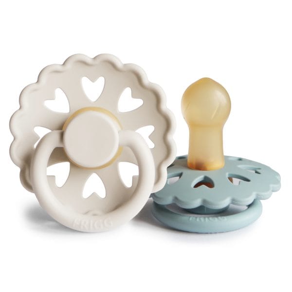 FRIGG Andersen Natural Rubber Baby Pacifier (Cream / Stone Blue) Frigg Pacifiers & Teethers Lil Tulips
