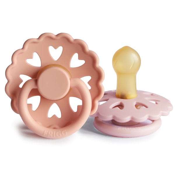 FRIGG Andersen Natural Rubber Baby Pacifier (Pretty in Peach/ Primrose) Frigg Pacifiers & Teethers Lil Tulips