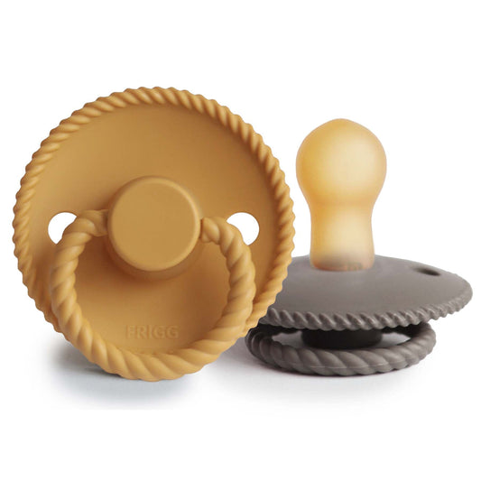 FRIGG Rope Natural Rubber Baby Pacifier (Honey Gold / Portobello) Frigg Pacifiers & Teethers Lil Tulips