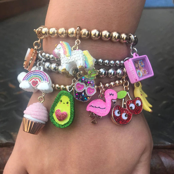 Gold Glitter Flamingo Charm Charm It! Bracelets Lil Tulips