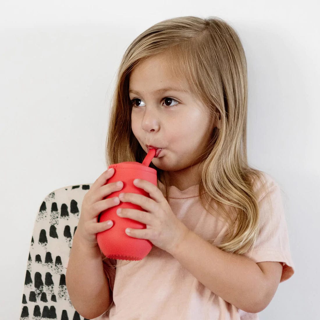 Happy Cup + Straw System - Coral Ezpz Lil Tulips