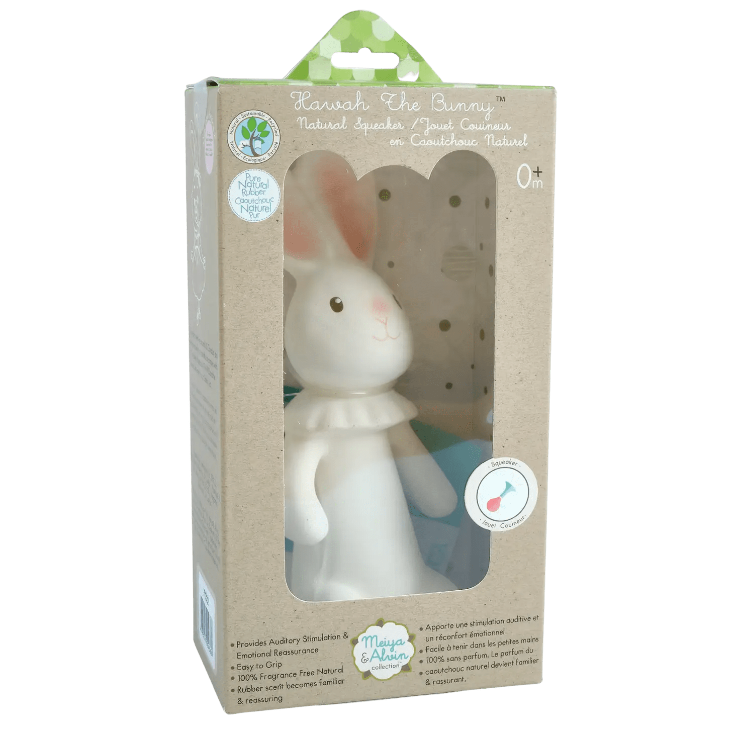 Havah the Bunny Organic Natural Rubber Squeaker Toy Tikiri Toys Lil Tulips