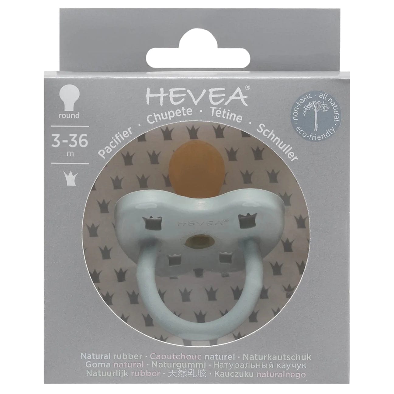 Hevea Pacifier Gorgeous Grey Round 3-36 months Hevea Pacifiers & Teethers Lil Tulips