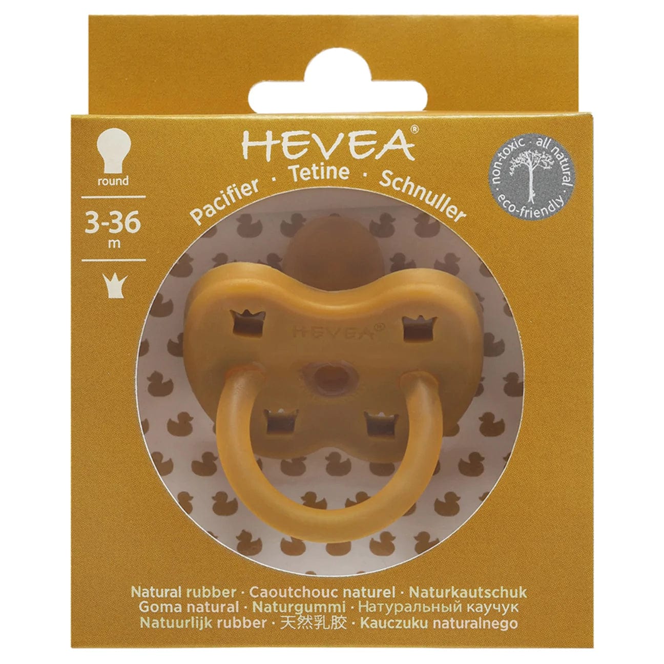 Hevea Pacifier Round Turmeric 3-36 months Hevea Pacifiers & Teethers Lil Tulips