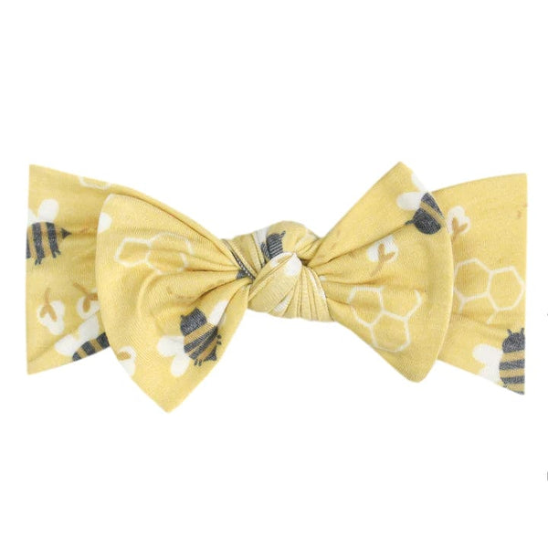 Honeycomb Knit Headband Bow Copper Pearl Lil Tulips